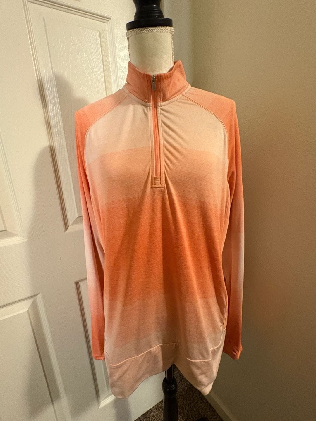 Adidas Golf Women's World Series of Poker Orange Long Sleeve 1/4 Zip Pullover 2