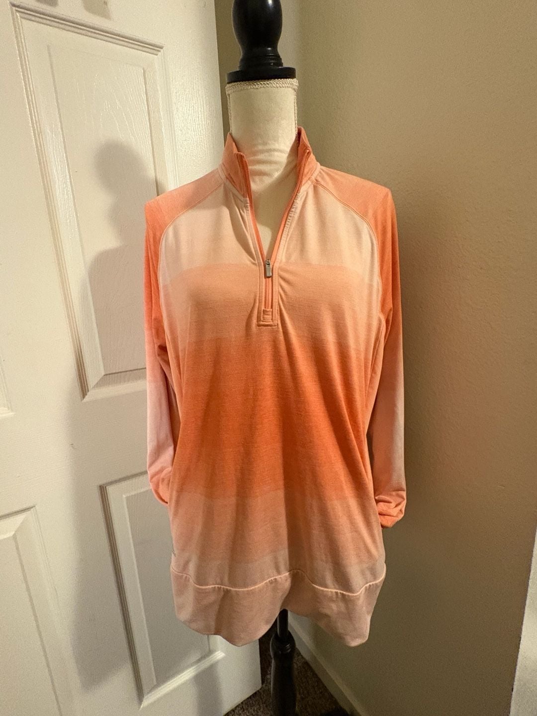 Adidas Golf Women's World Series of Poker Orange Long Sleeve 1/4 Zip Pullover 4