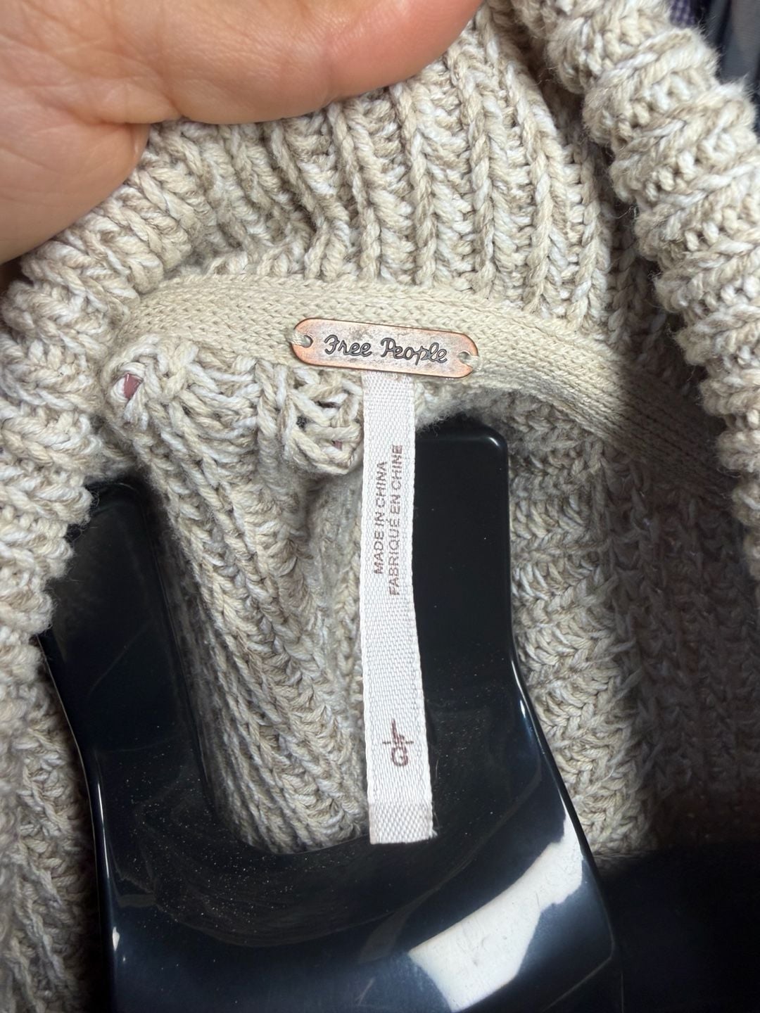 Free People Love This City Collared Sweater Size L Beige Knit Pullover 6