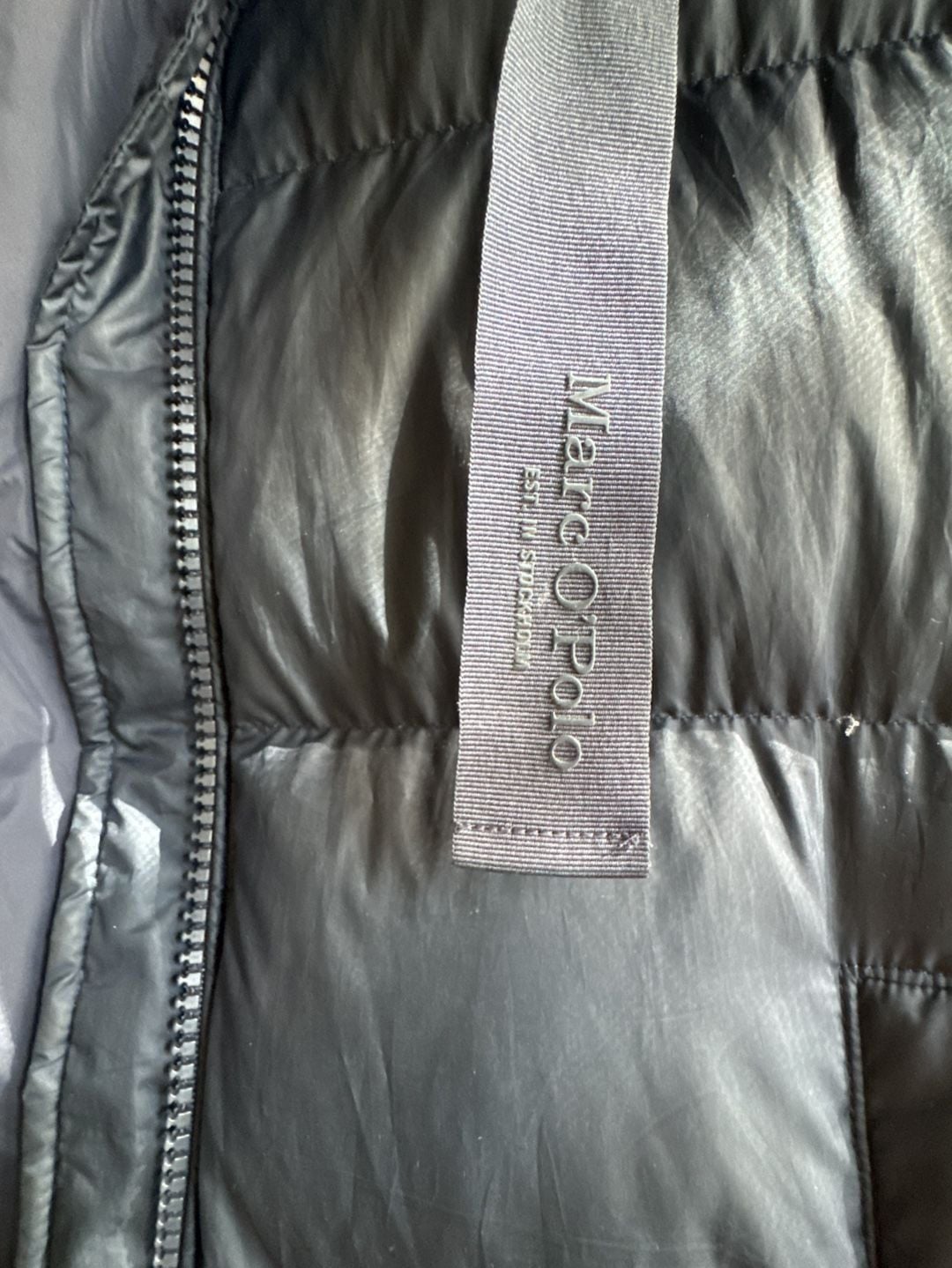 Marc O'Polo Puffer Coat Size 38 Navy Blue Hooded Long Padded 5