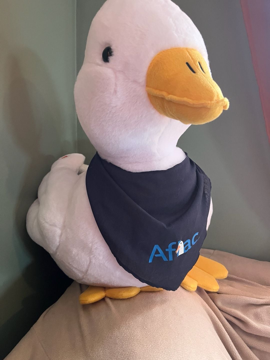 Giant AFLAC Duck Plush Stuffed Animal Blue Bandana Jumbo Large 21" x 24" WORKS 1