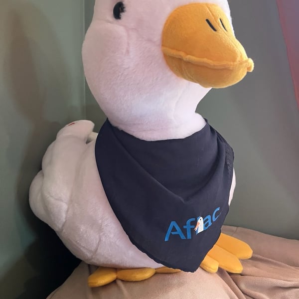 Giant AFLAC Duck Plush Stuffed Animal Blue Bandana Jumbo Large 21" x 24" WORKS