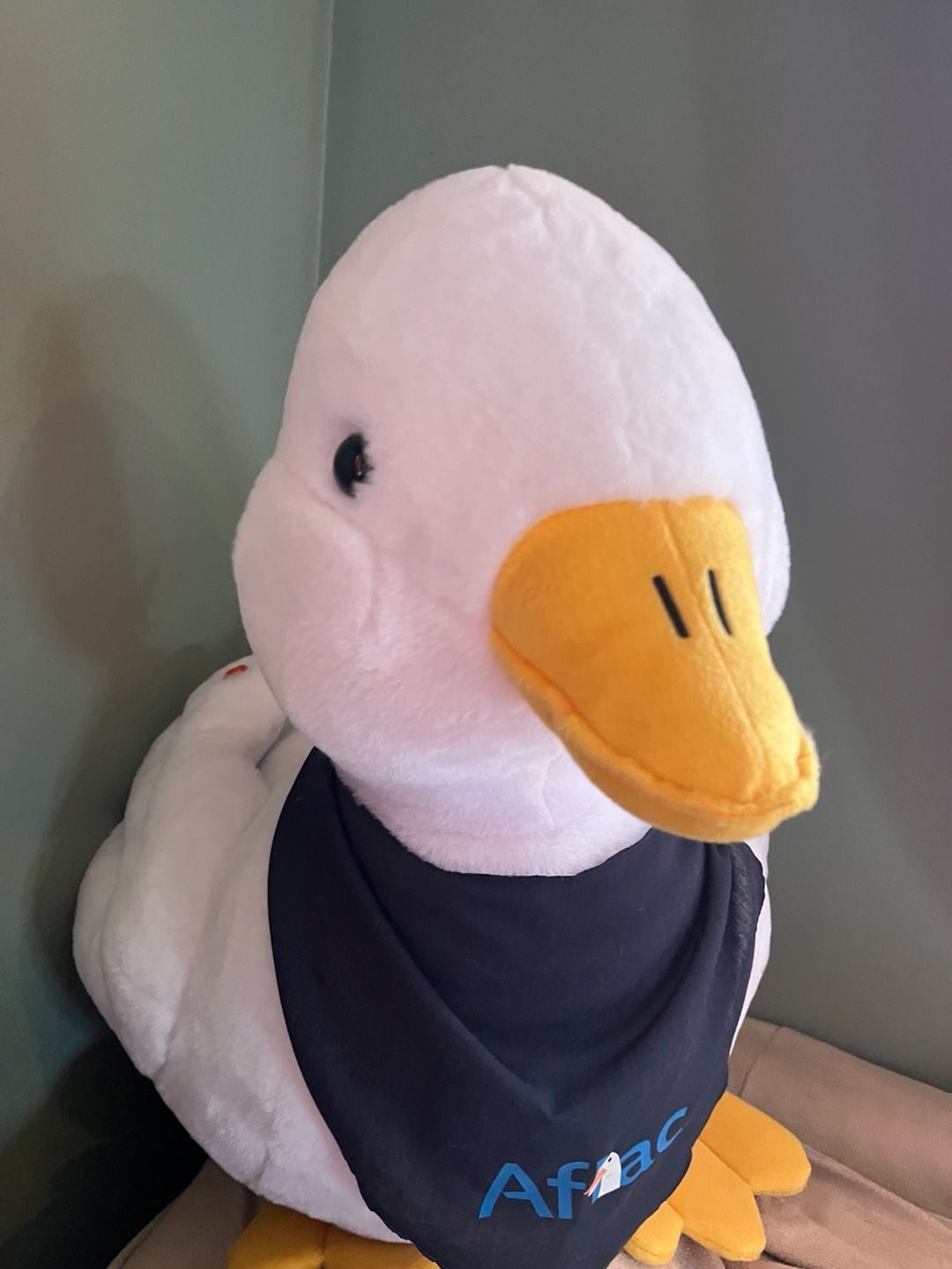 Giant AFLAC Duck Plush Stuffed Animal Blue Bandana Jumbo Large 21" x 24" WORKS 2