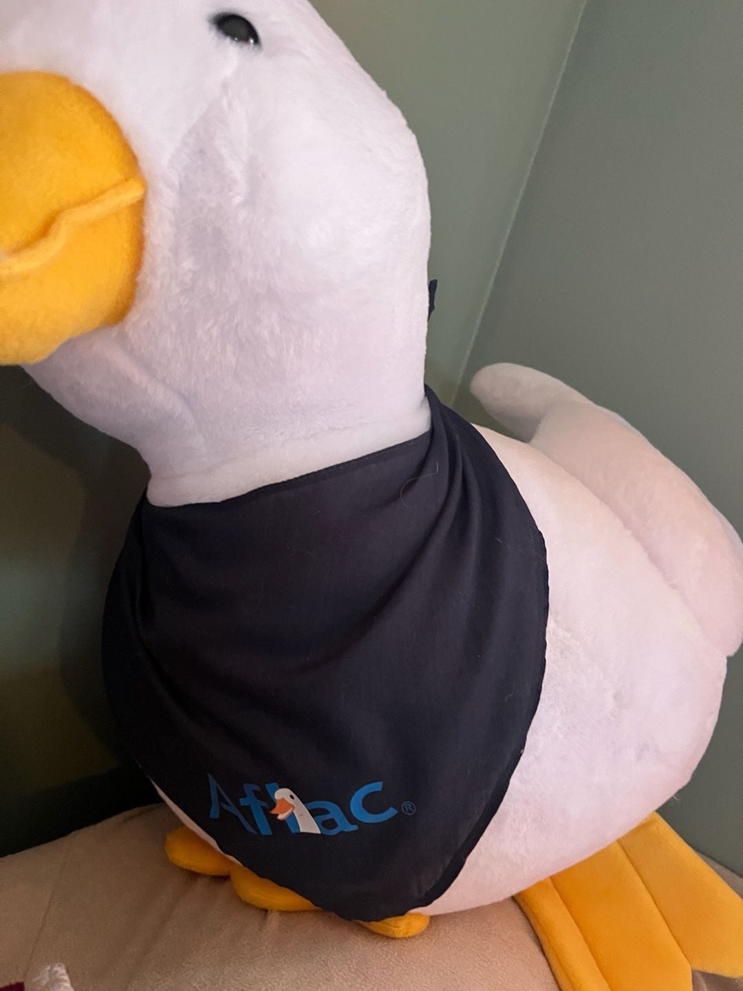 Giant AFLAC Duck Plush Stuffed Animal Blue Bandana Jumbo Large 21" x 24" WORKS 3