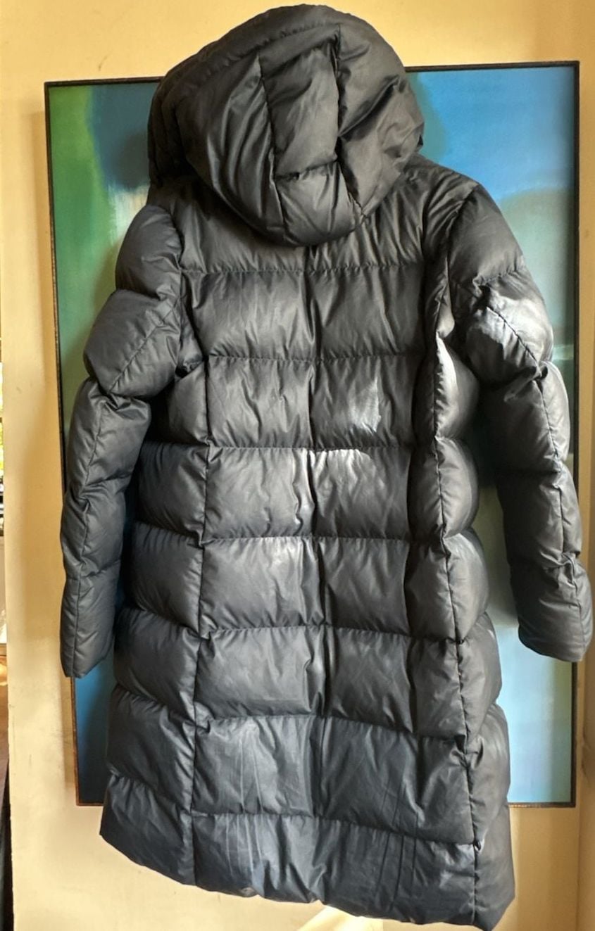 Marc O'Polo Puffer Coat Size 38 Navy Blue Hooded Long Padded 10