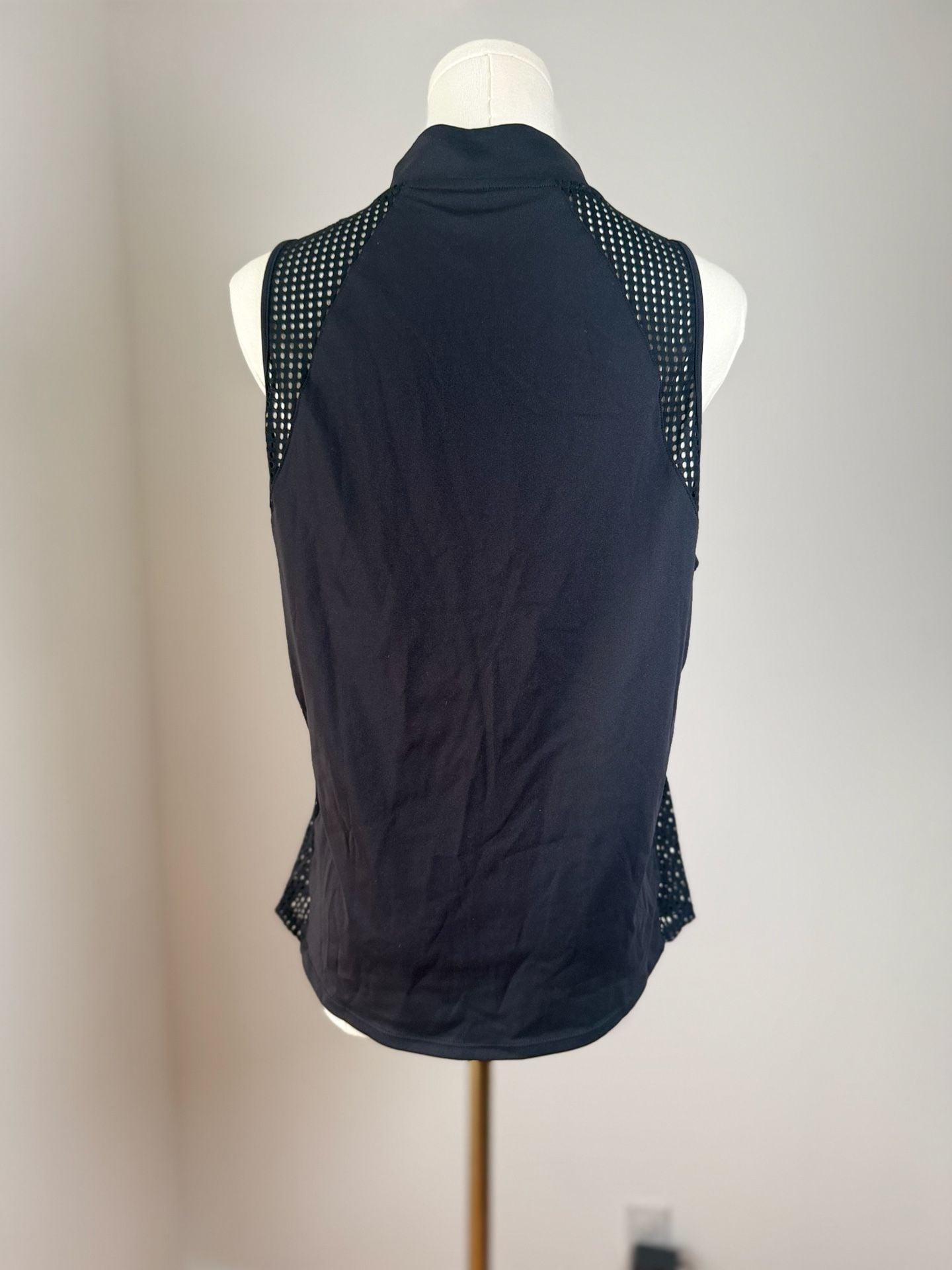 Halara Tank Top Size XL Black Zip Mock Neck Mesh 3