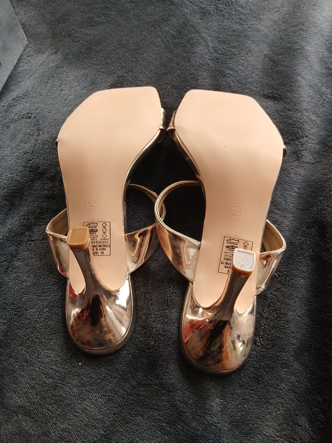 Azalea Wang Ramiro Stiletto Heel Mule Size 10 Rose Gold 7
