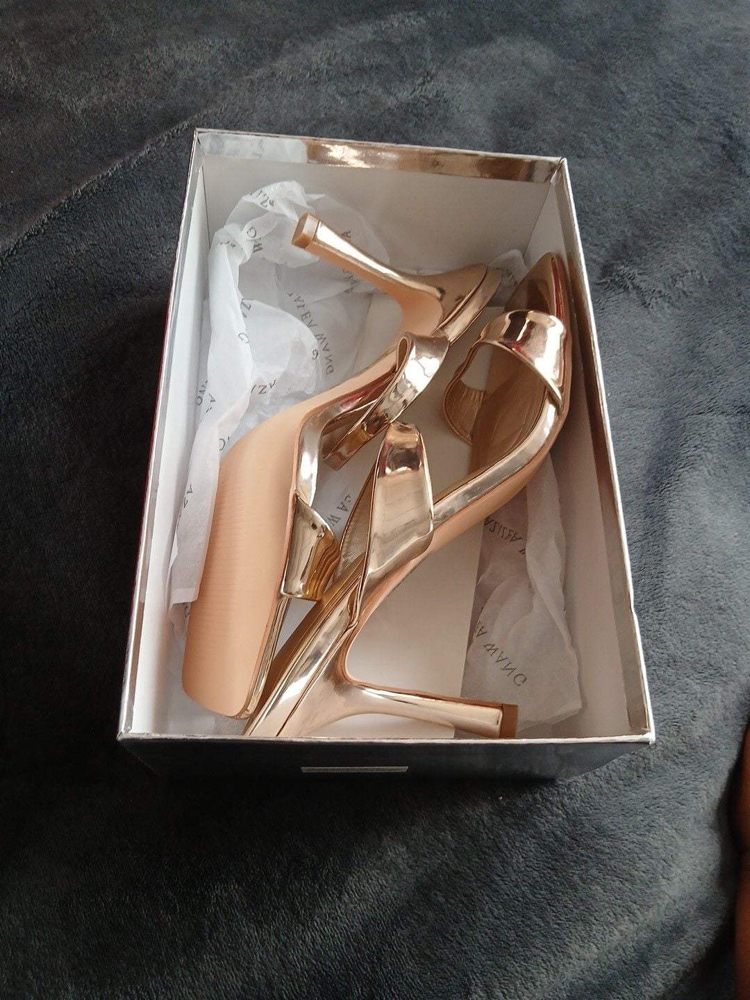 Azalea Wang Ramiro Stiletto Heel Mule Size 10 Rose Gold 9