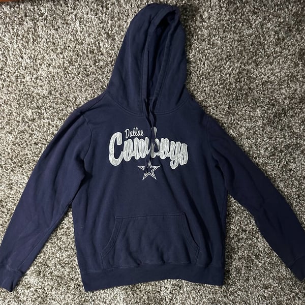 Dallas Cowboys Authentic Hoodie Size L Navy Blue NFL Sweatshirt