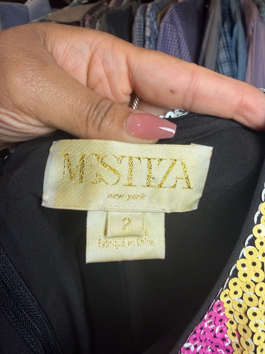 Mestiza New York Sequin Dress Size 2 Rainbow Striped Mini Shift Cocktail 7