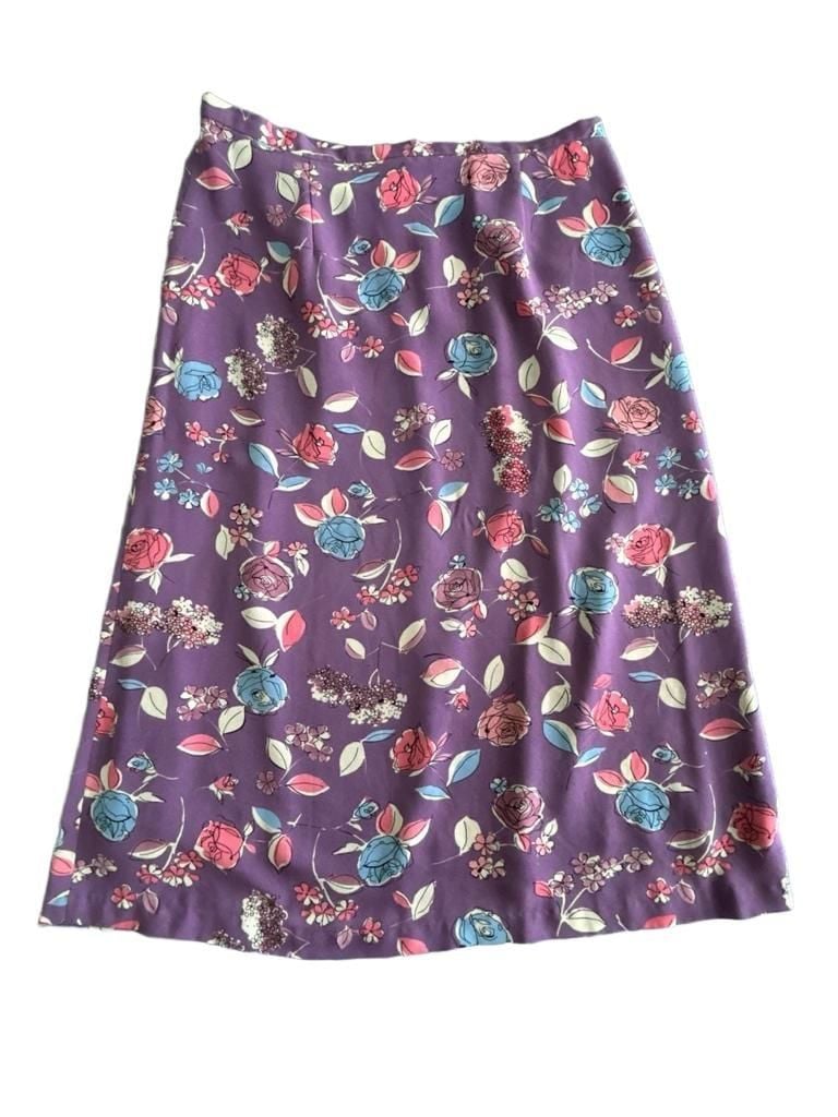 Pendleton Floral Skirt Size 14 Purple Midi 3
