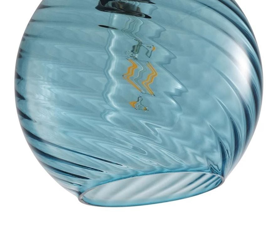 Aiwen 1-Light Blue Striped Swirl Glass Pendant Light 6