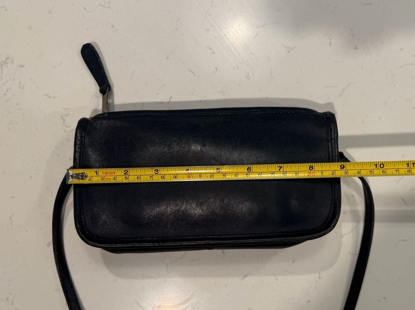 Carriage Court Vintage Leather Crossbody Bag Navy Blue Genuine Cowhide 3