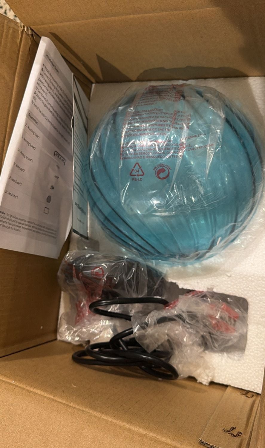 Aiwen 1-Light Blue Striped Swirl Glass Pendant Light 8