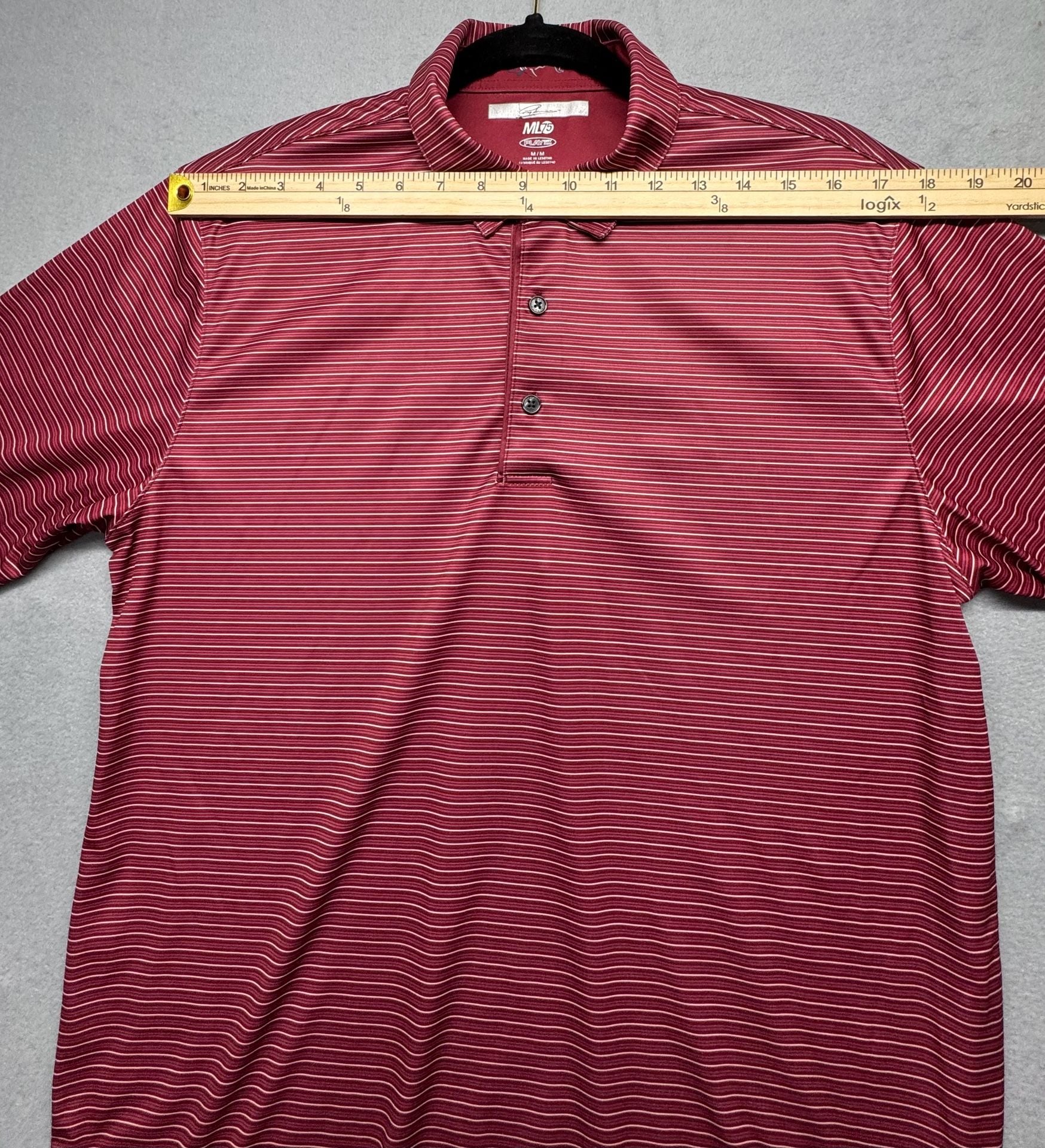 Greg Norman ML75 PlayDry Polo Shirt Size M Red Striped Golf 7