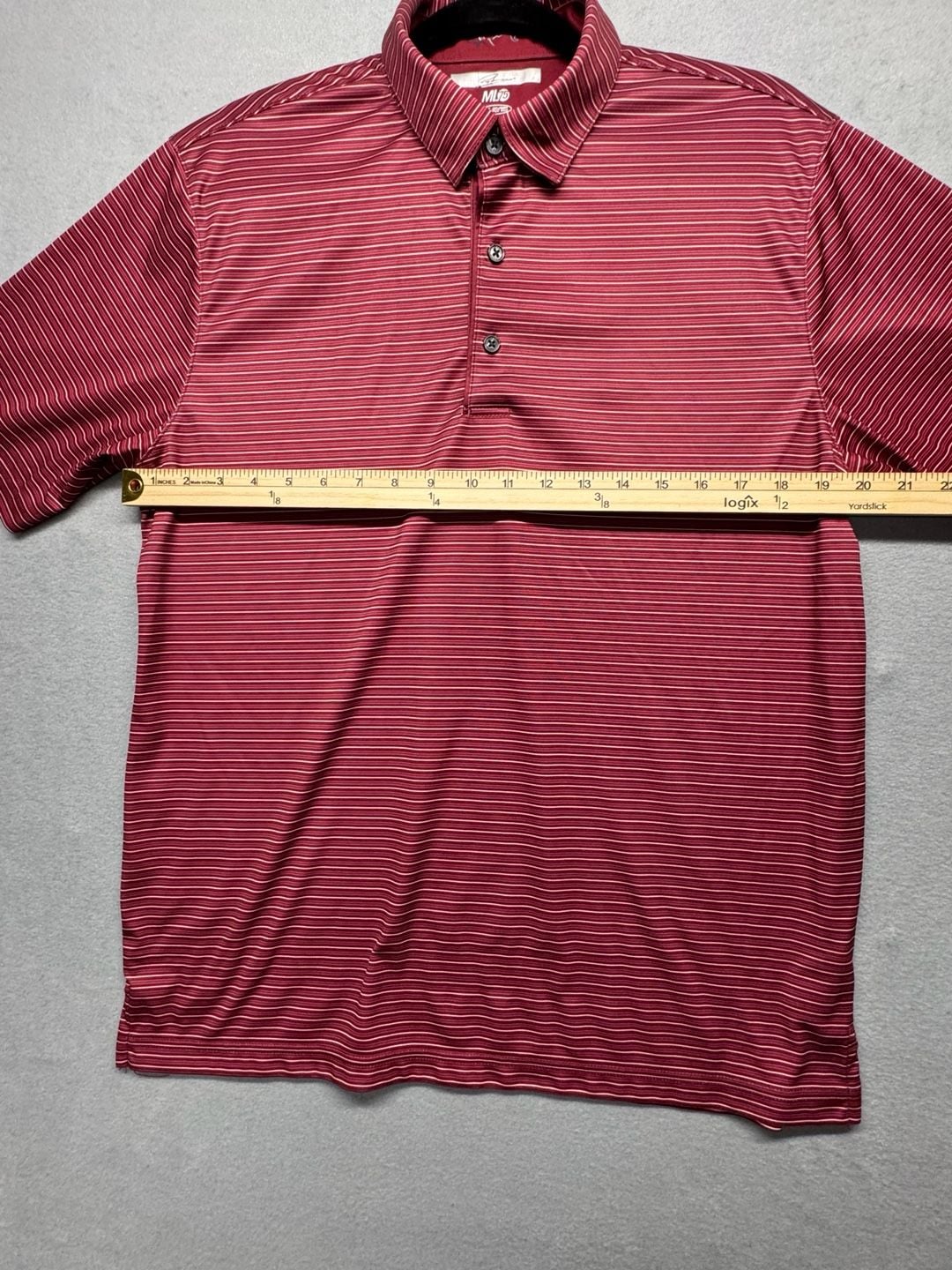 Greg Norman ML75 PlayDry Polo Shirt Size M Red Striped Golf 8