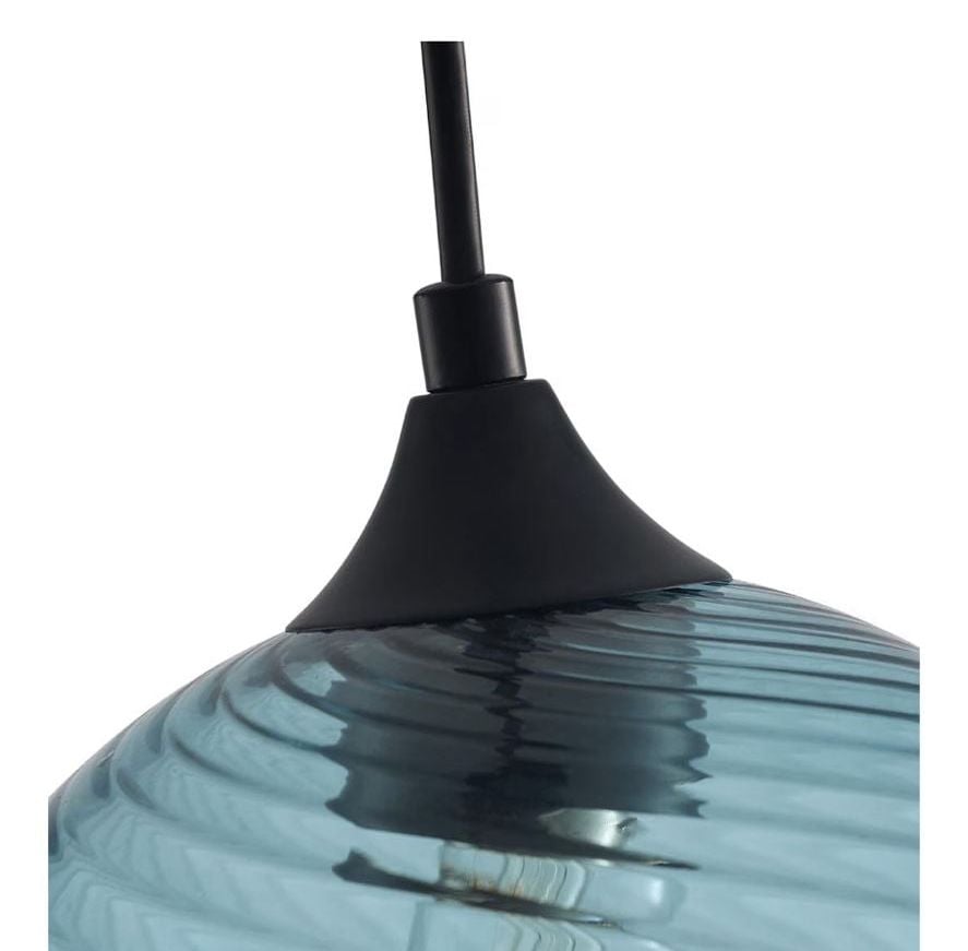 Aiwen 1-Light Blue Striped Swirl Glass Pendant Light 5