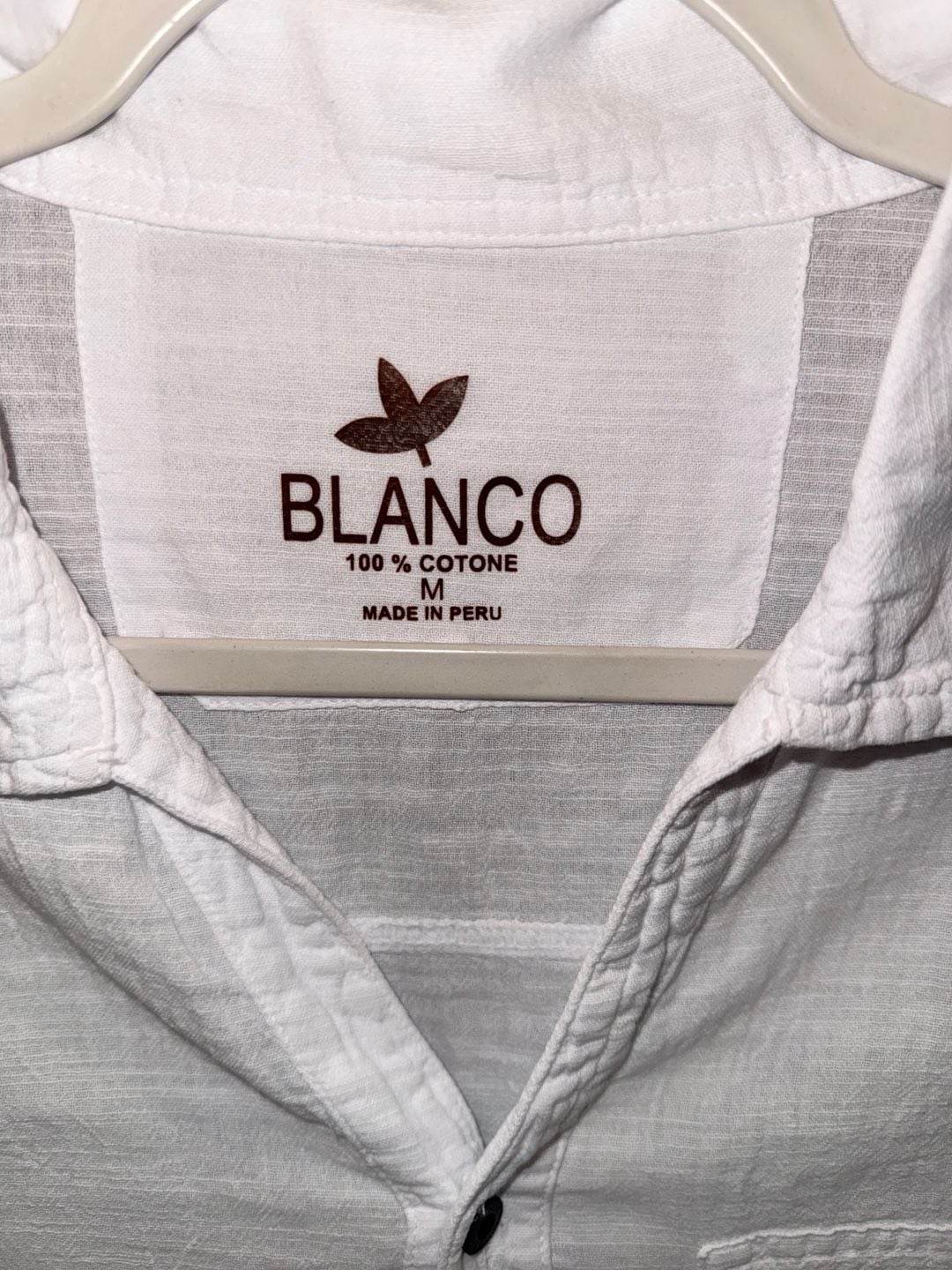 NWOT Blanco Short Sleeve Button Up Shirt Size M White Cotton 3
