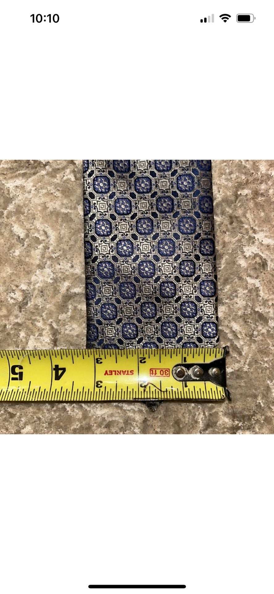 Luxury Canali 100% Silk Men's Navy Blue & Silver Geometric Square Medallion Tie 4