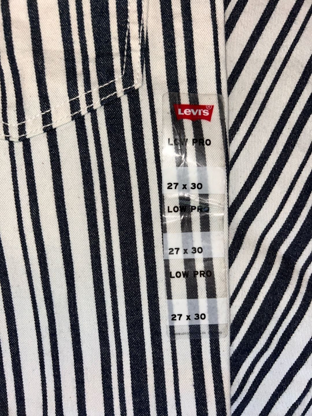 Levi's Low Pro Jeans Size 27x30 Black White Striped Straight Leg 5