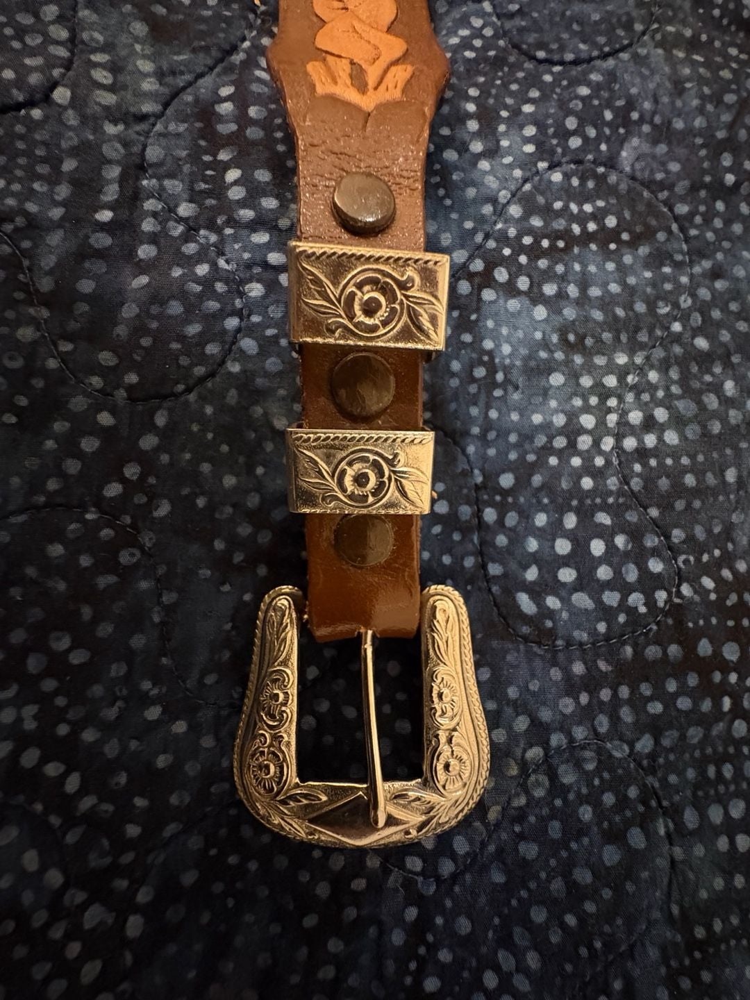 Heather Name Custom Hand Tooled Leather Western Brown Floral Belt 4
