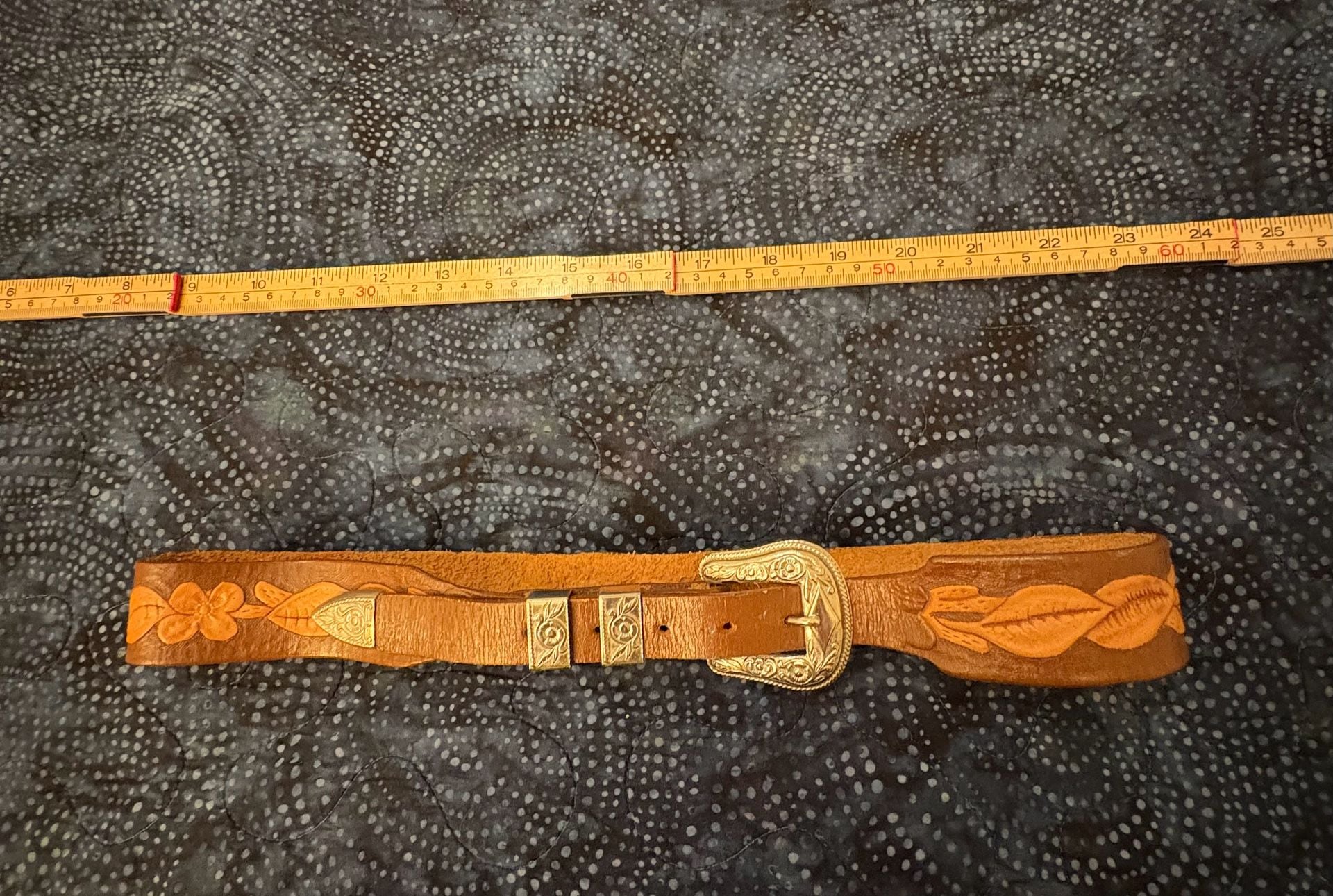 Heather Name Custom Hand Tooled Leather Western Brown Floral Belt 7