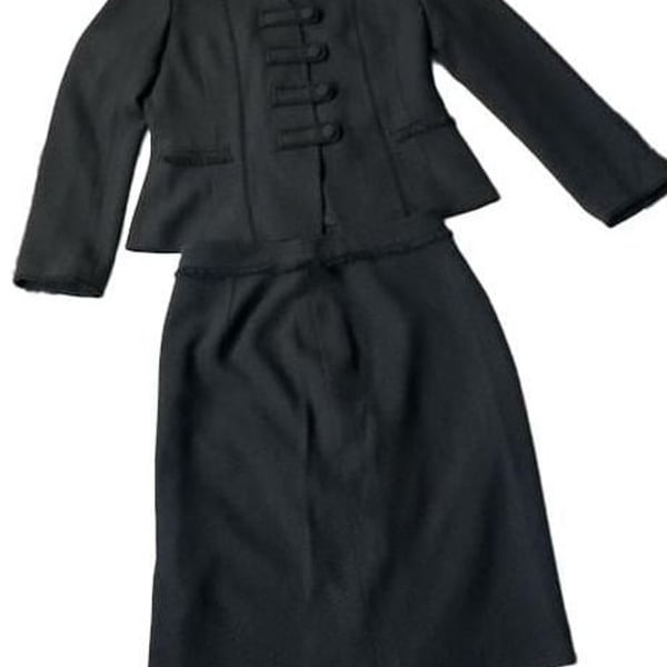 Therapy Skirt Suit Set Size 8 Black Button Front Jacket Pencil Skirt