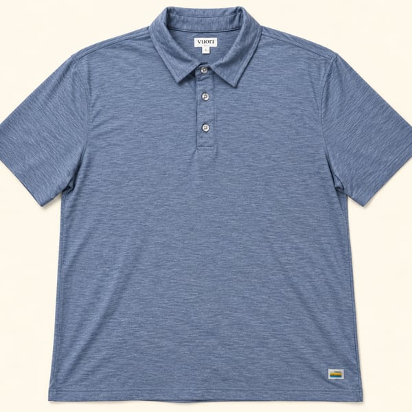Vuori Blue Heather Performance Polo Shirt Mens L Minimalist Golf Activewear