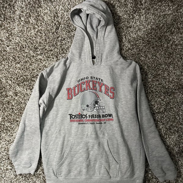 Vintage Crable Sportswear Ohio State Buckeyes Fiesta Bowl Hoodie Gray Y2K