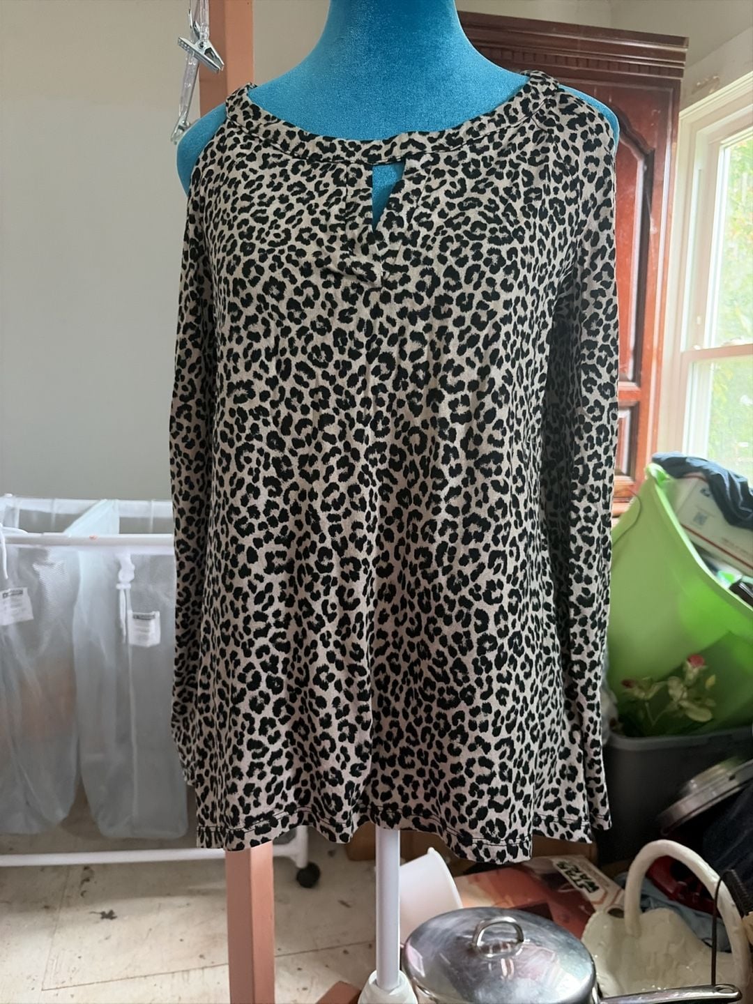Michael Kors Leopard Print Cold Shoulder Blouse 2