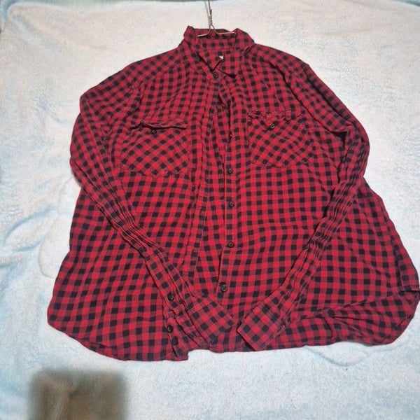 Forever 21 Plaid Button Down Shirt Red Black Long Sleeve