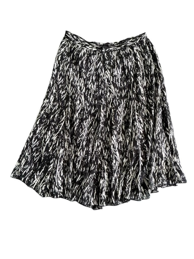 Coldwater Creek Midi Skirt Size M Black White Abstract 3