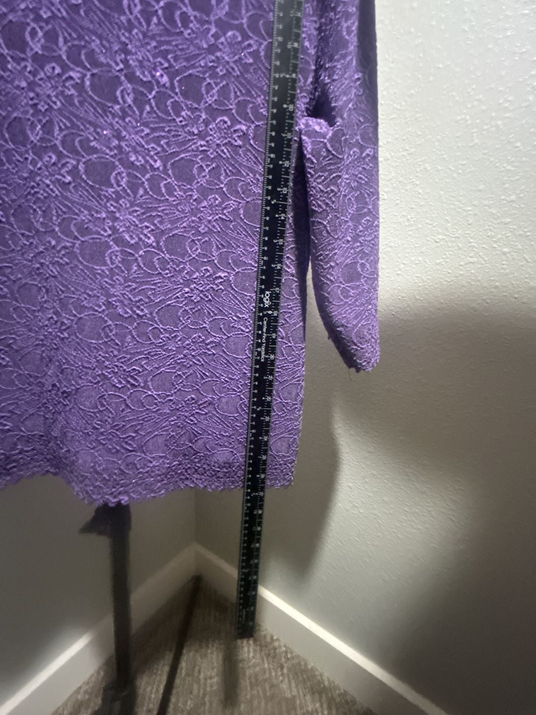 Serengeti Purple Floral Lace 3/4 Sleeve Tunic Size 1X Scalloped Neck 4