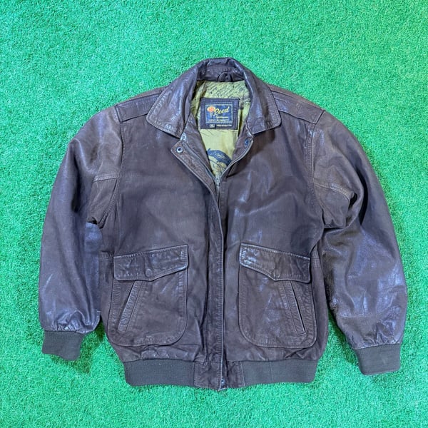Reed Sportswear Leather Bomber Jacket Size XL Brown Flight Jacket