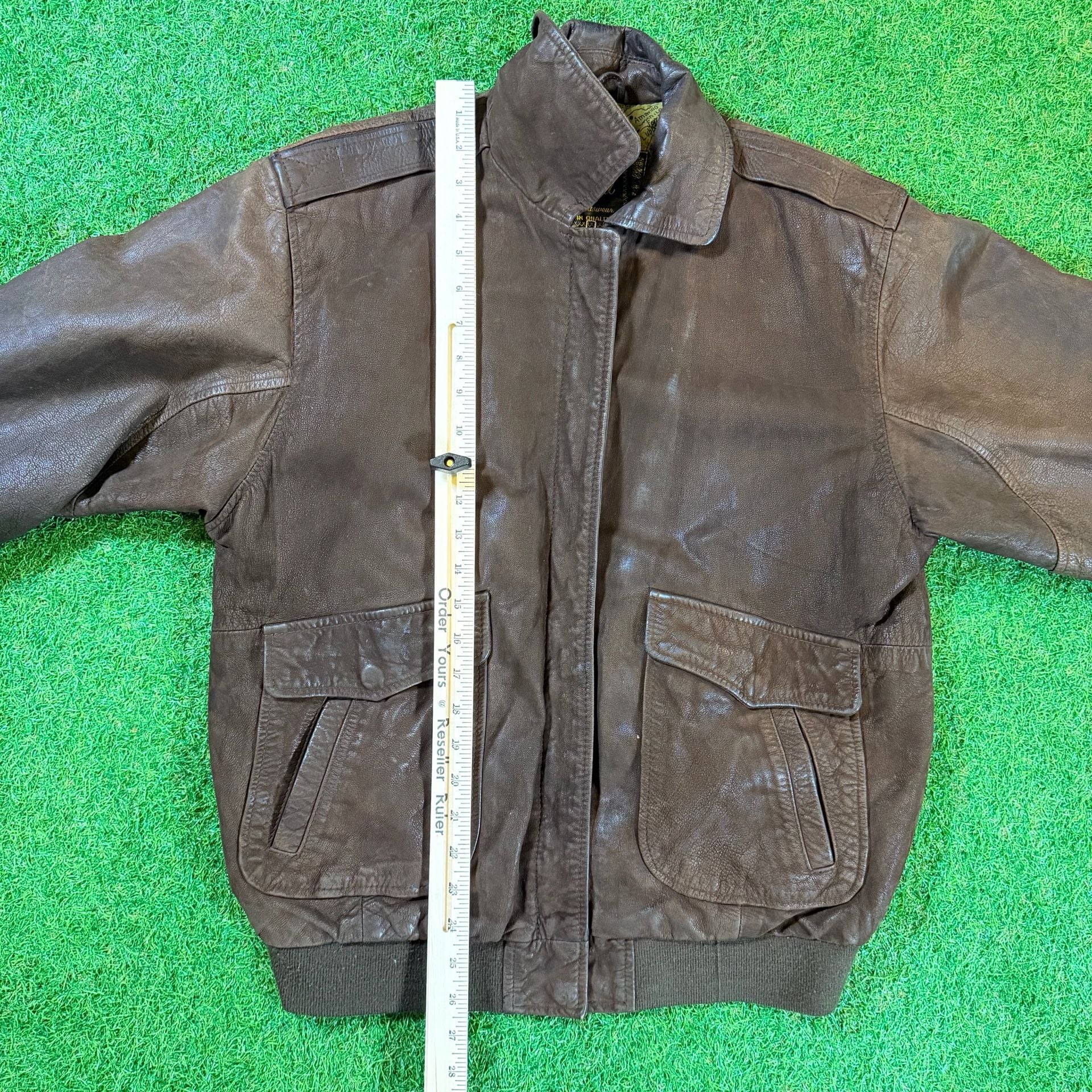 Reed Sportswear Leather Bomber Jacket Size XL Brown Flight Jacket 7