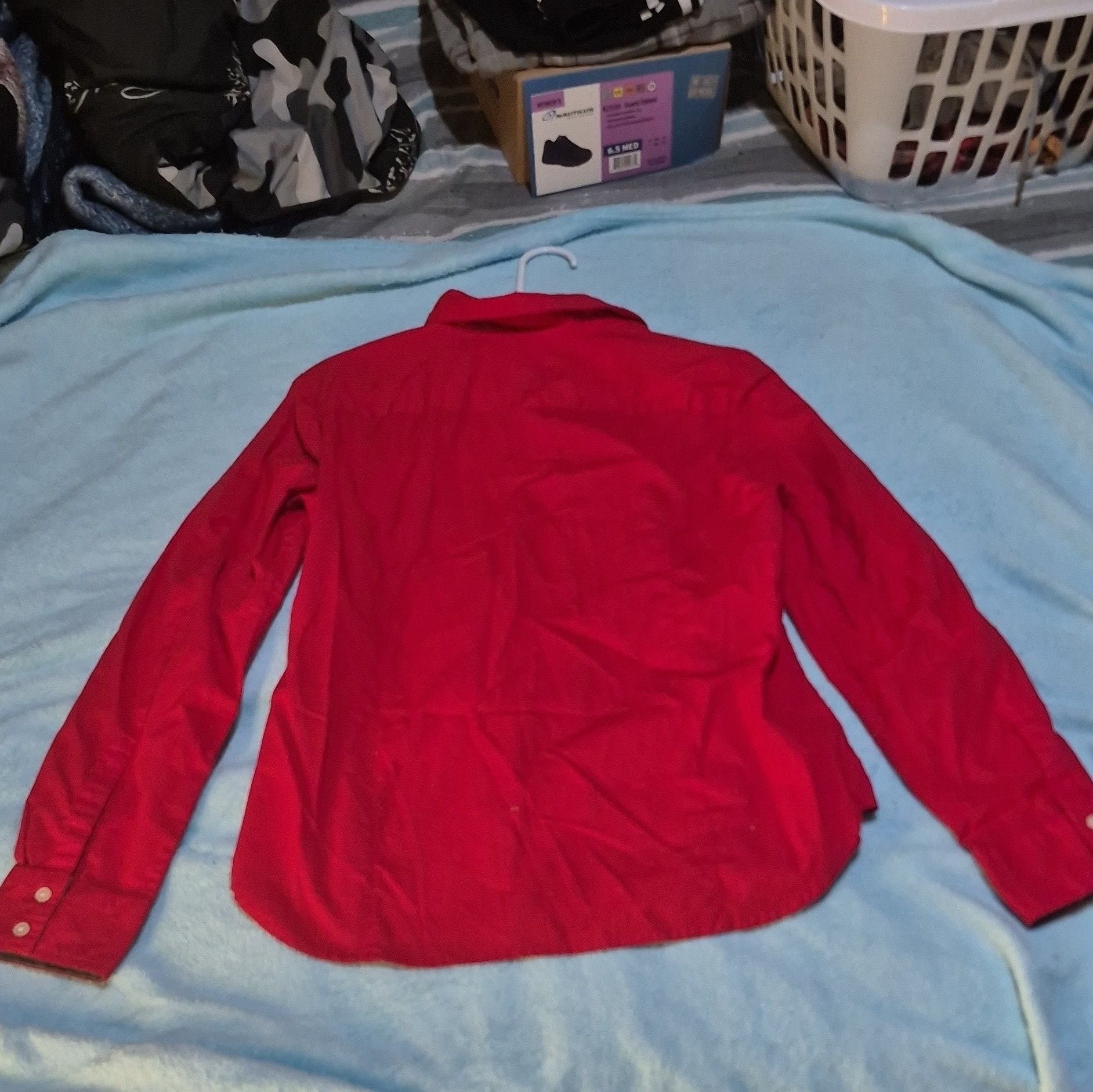 Tommy Hilfiger Long-Sleeve Button-Up Shirt Size S Red 5
