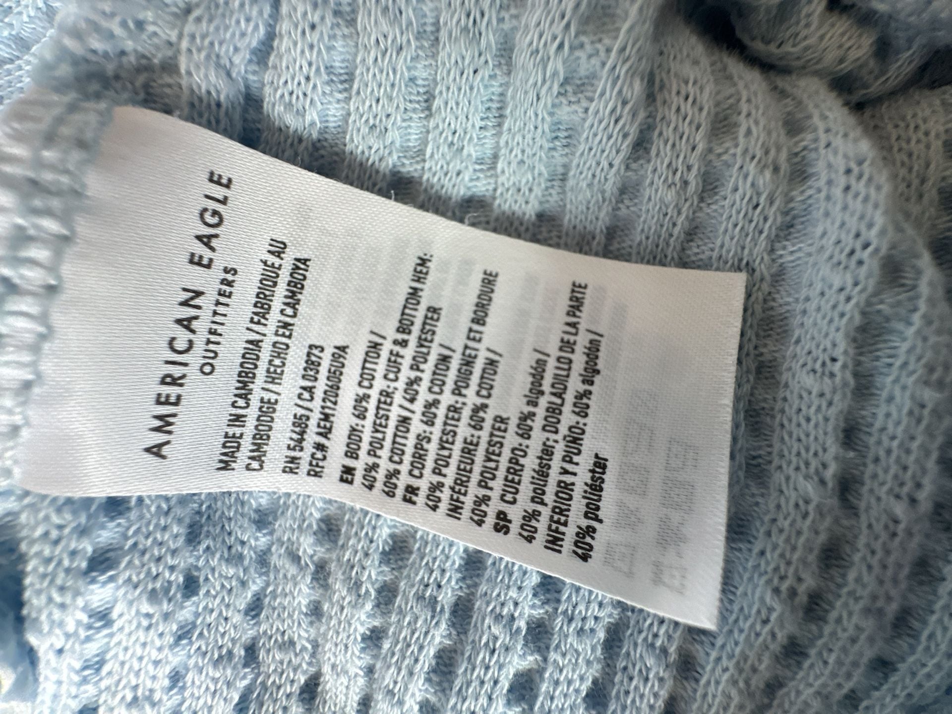 American Eagle Baby Blue This Feels Seriously Lived-In Size L Waffle Sweatshirt 8
