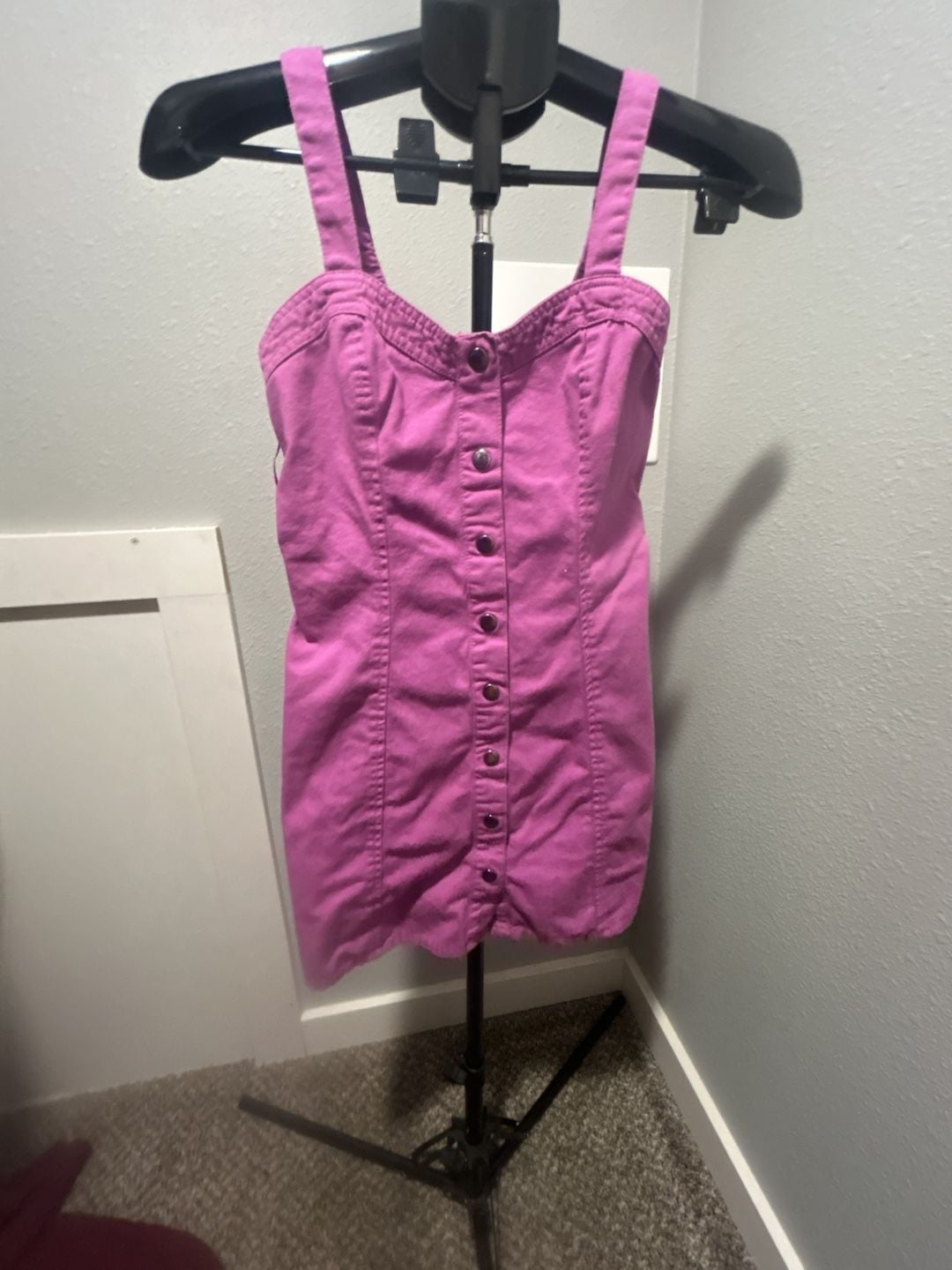 Japna Denim Dress Size S Purple Button Down Sleeveless Mini 2