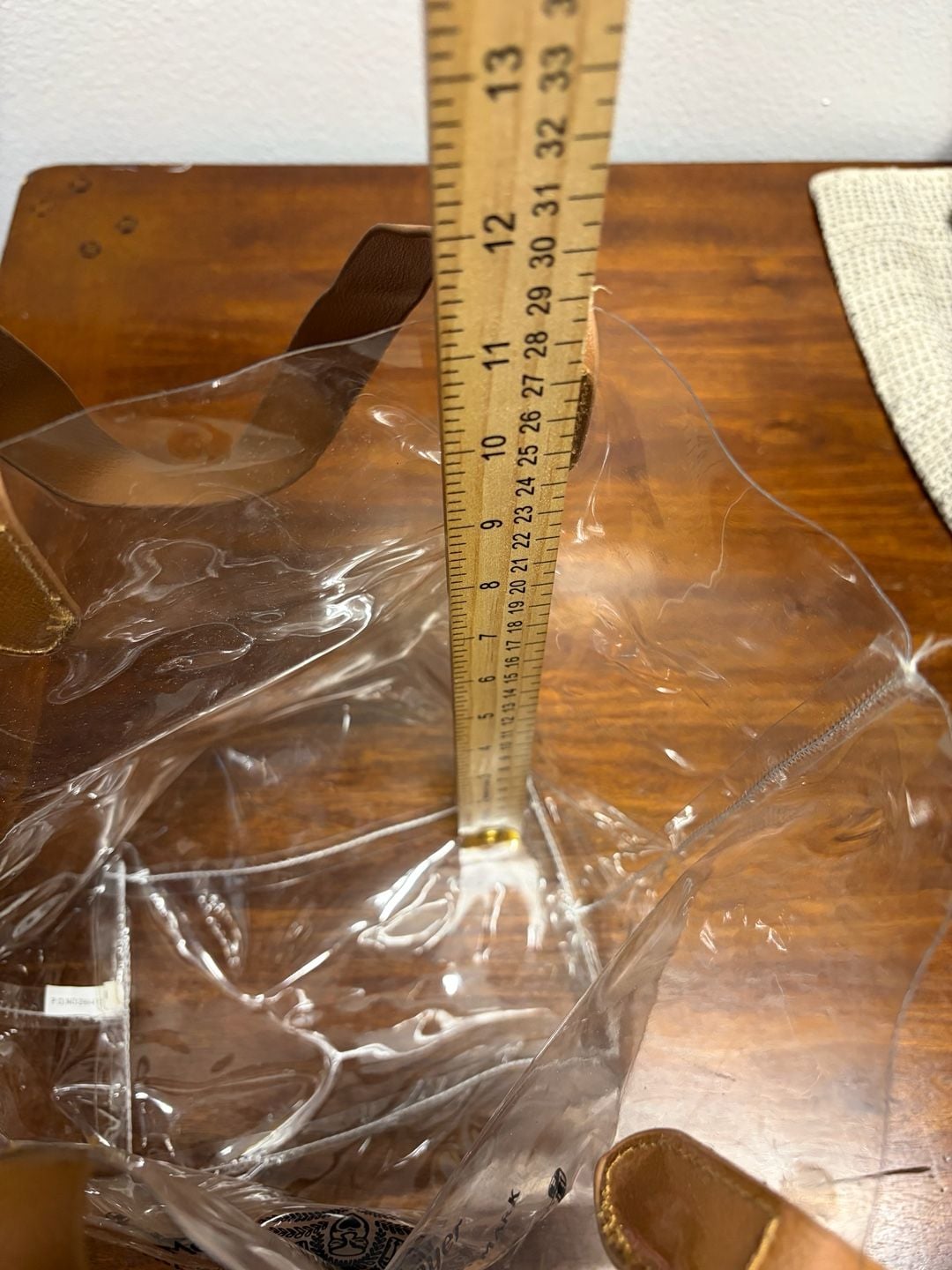 Metro Goldwyn Mayer Clear Tote Bag Brown Leather Handles 4