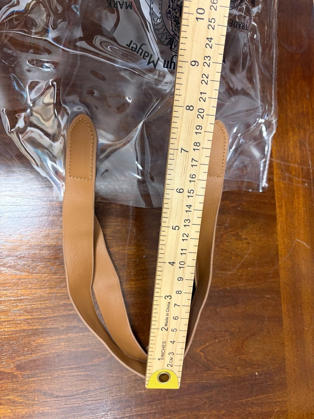 Metro Goldwyn Mayer Clear Tote Bag Brown Leather Handles 6