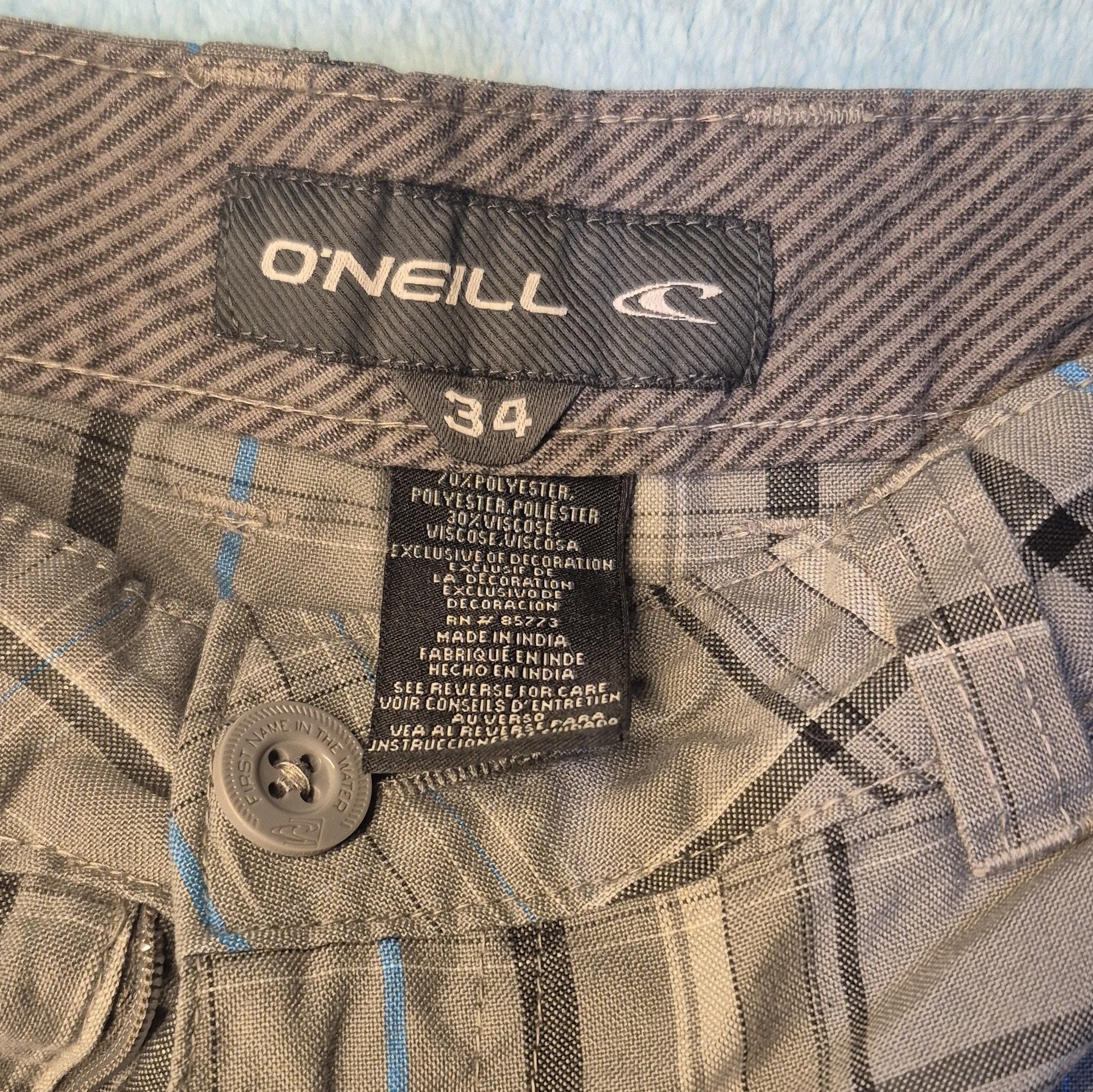 O'Neill Plaid Shorts Size 34 Gray 4