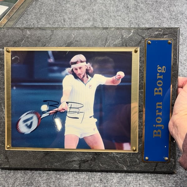 Sports Immortals Museum Bjorn Borg signed Tennis Plaque Photo Display-12x15