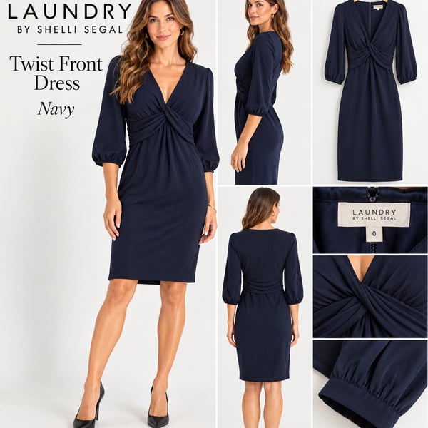 Laundry By Shelli Segal Twist Front Dress Navy Size 0