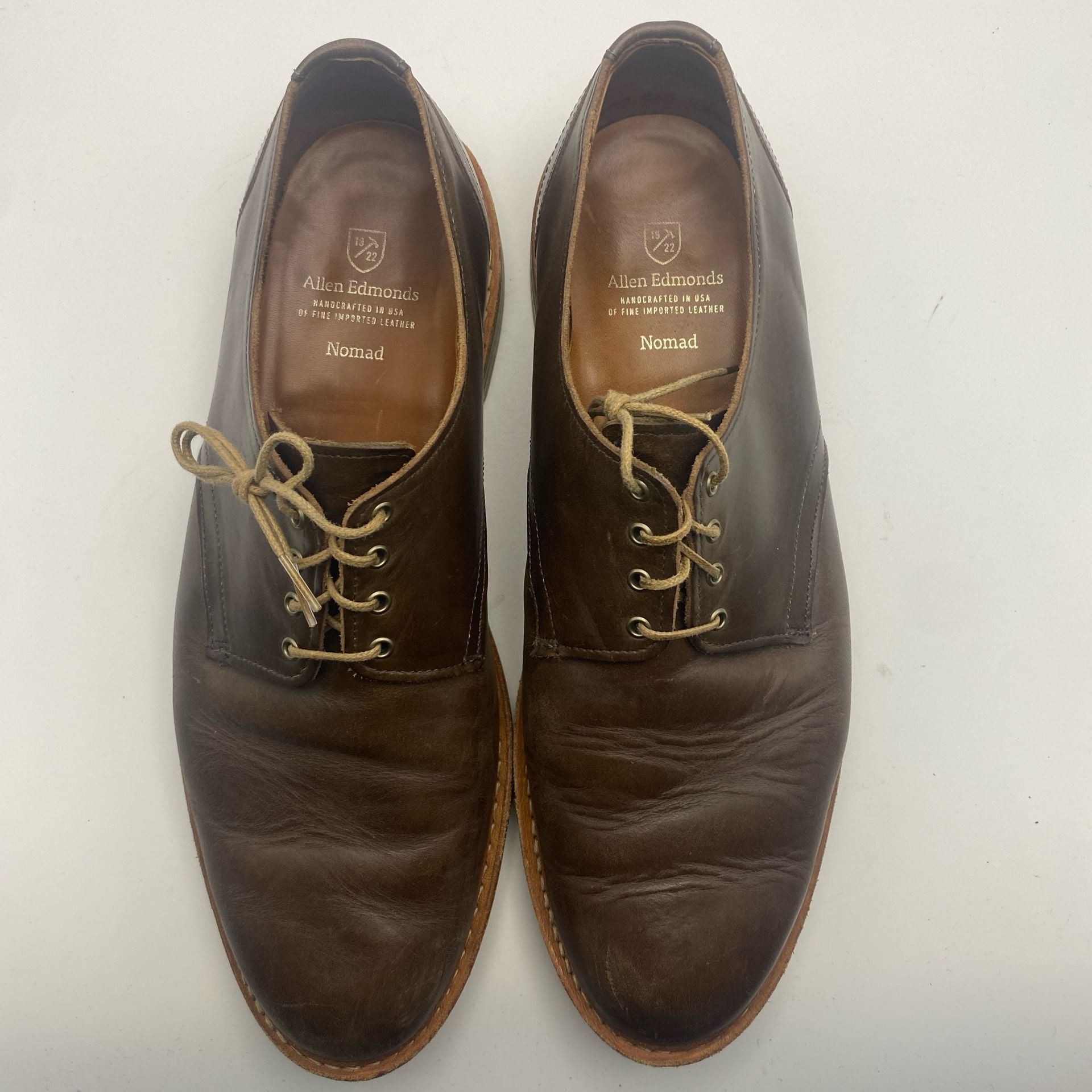 Allen Edmonds Nomad Derby Shoes Brown Leather Size 12 D (DS1041) 9