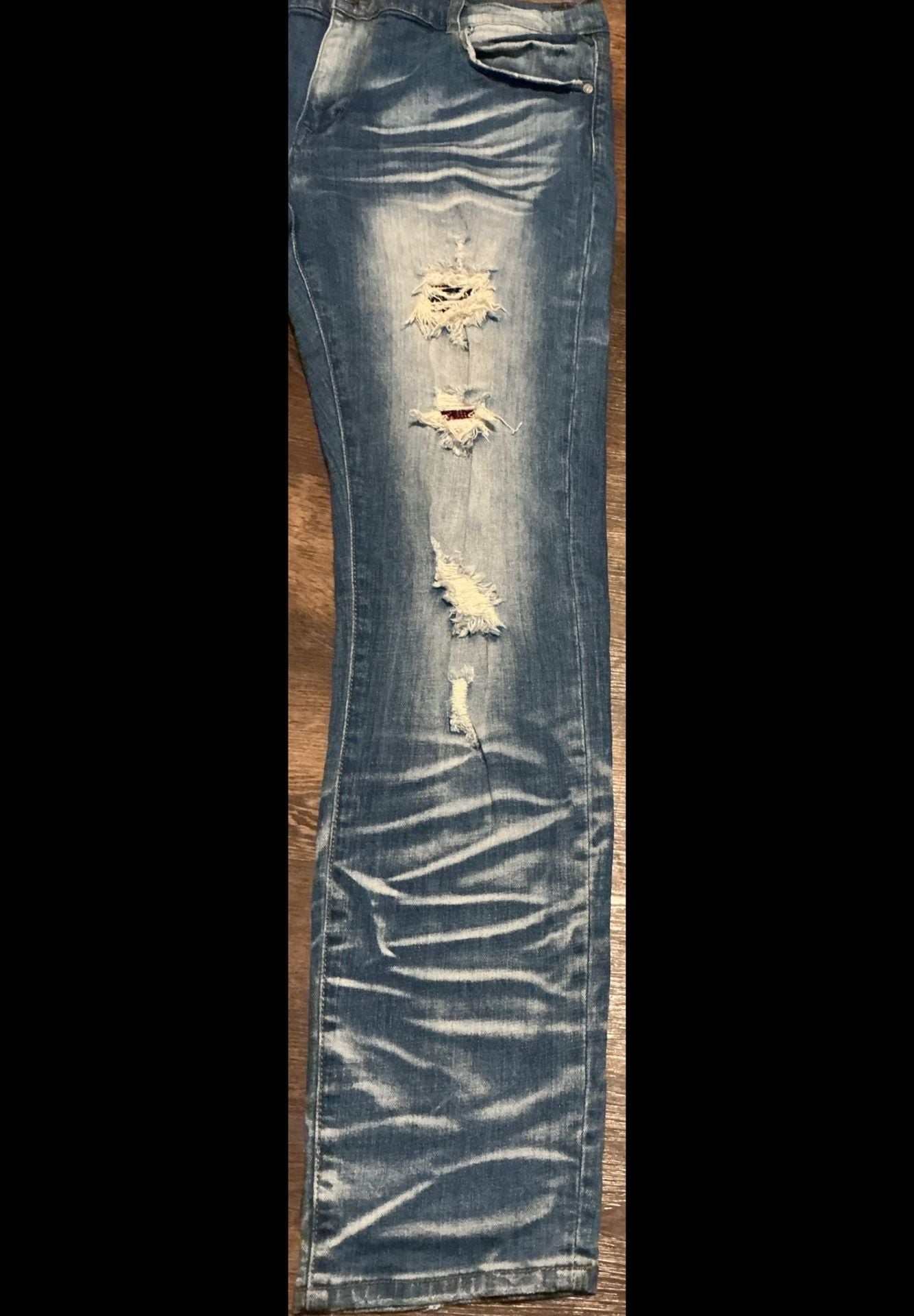 Côte de Nuits Guerre et Paix Distressed Denim Jeans 6