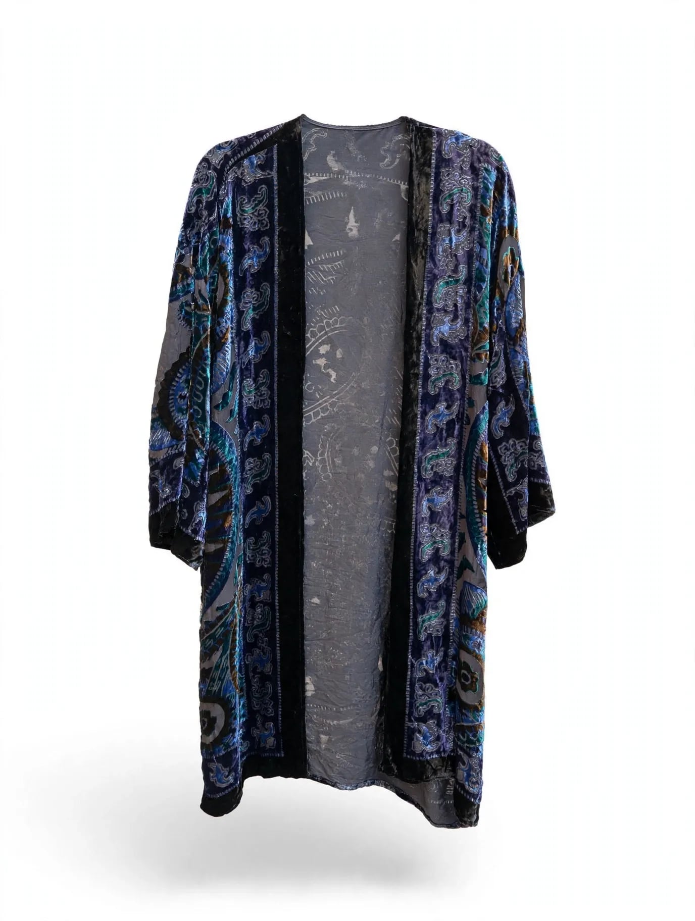 Chico's Velvet Burnout Paisley Kimono Duster Jacket 3