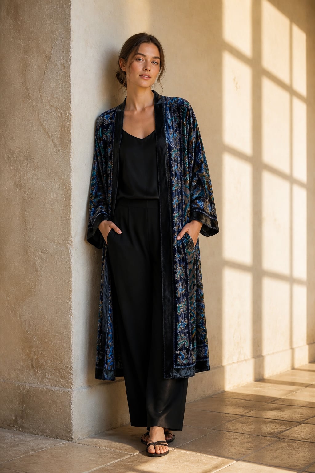 Chico's Velvet Burnout Paisley Kimono Duster Jacket 4