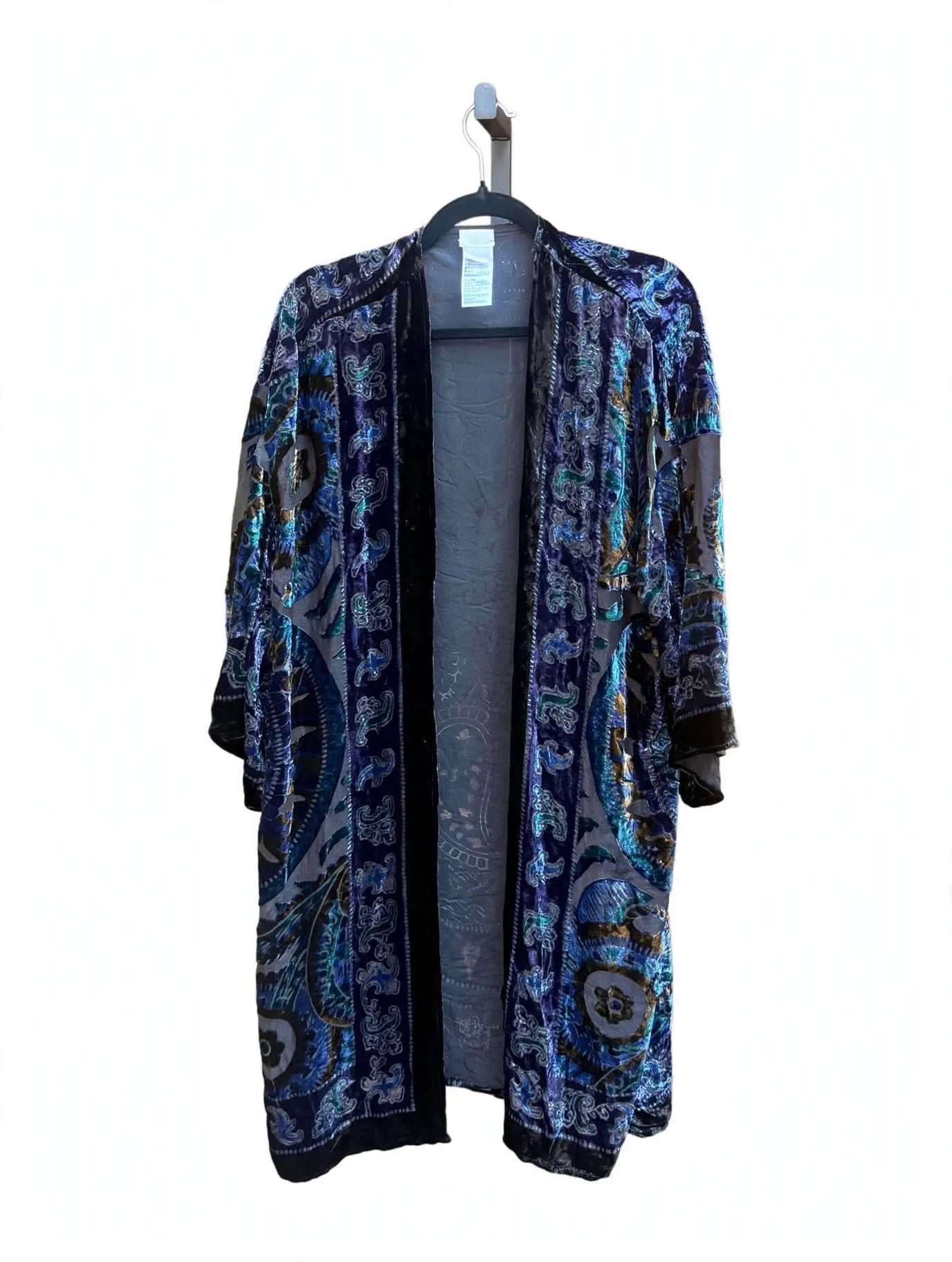Chico's Velvet Burnout Paisley Kimono Duster Jacket 6