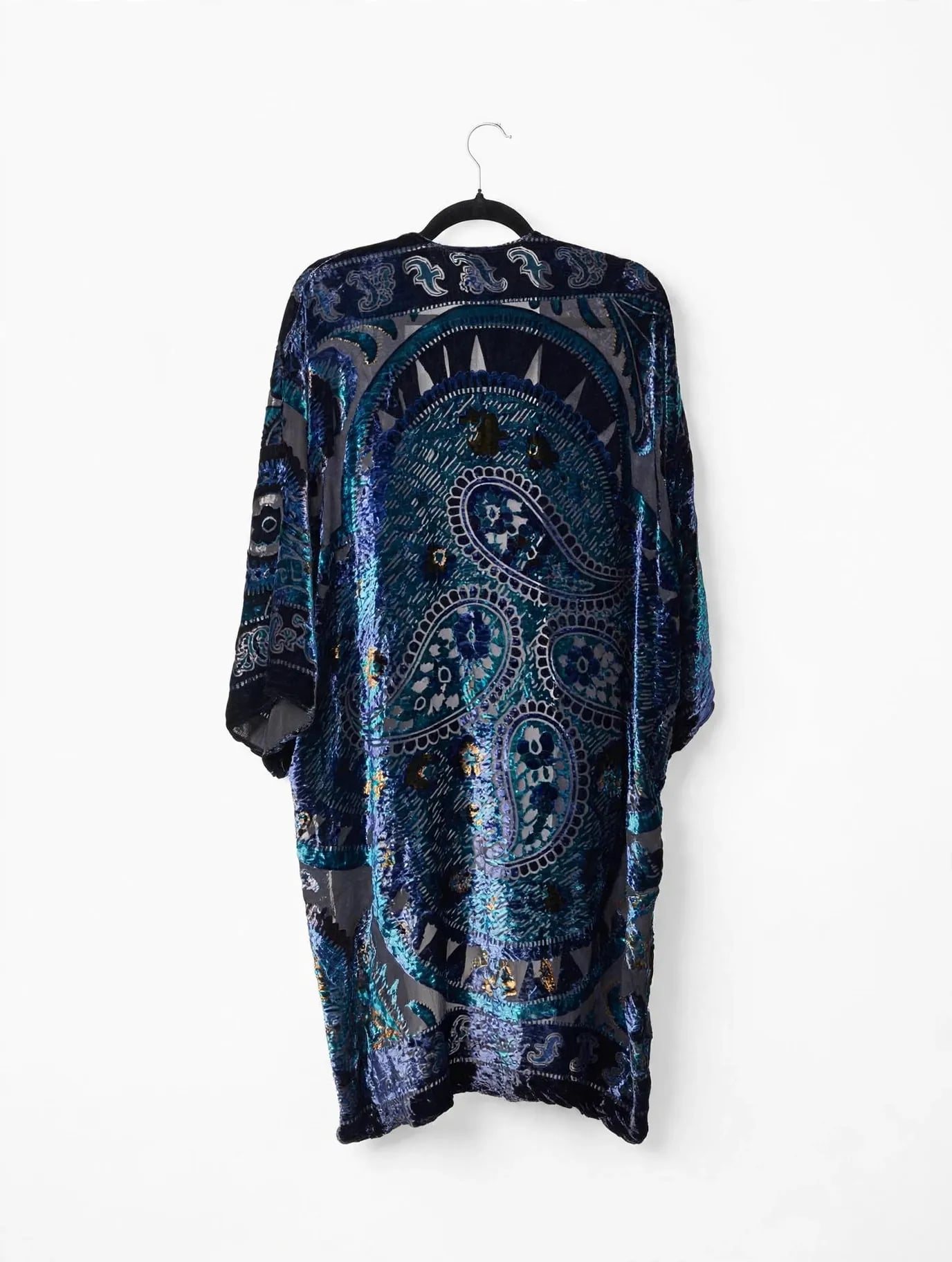 Chico's Velvet Burnout Paisley Kimono Duster Jacket 7