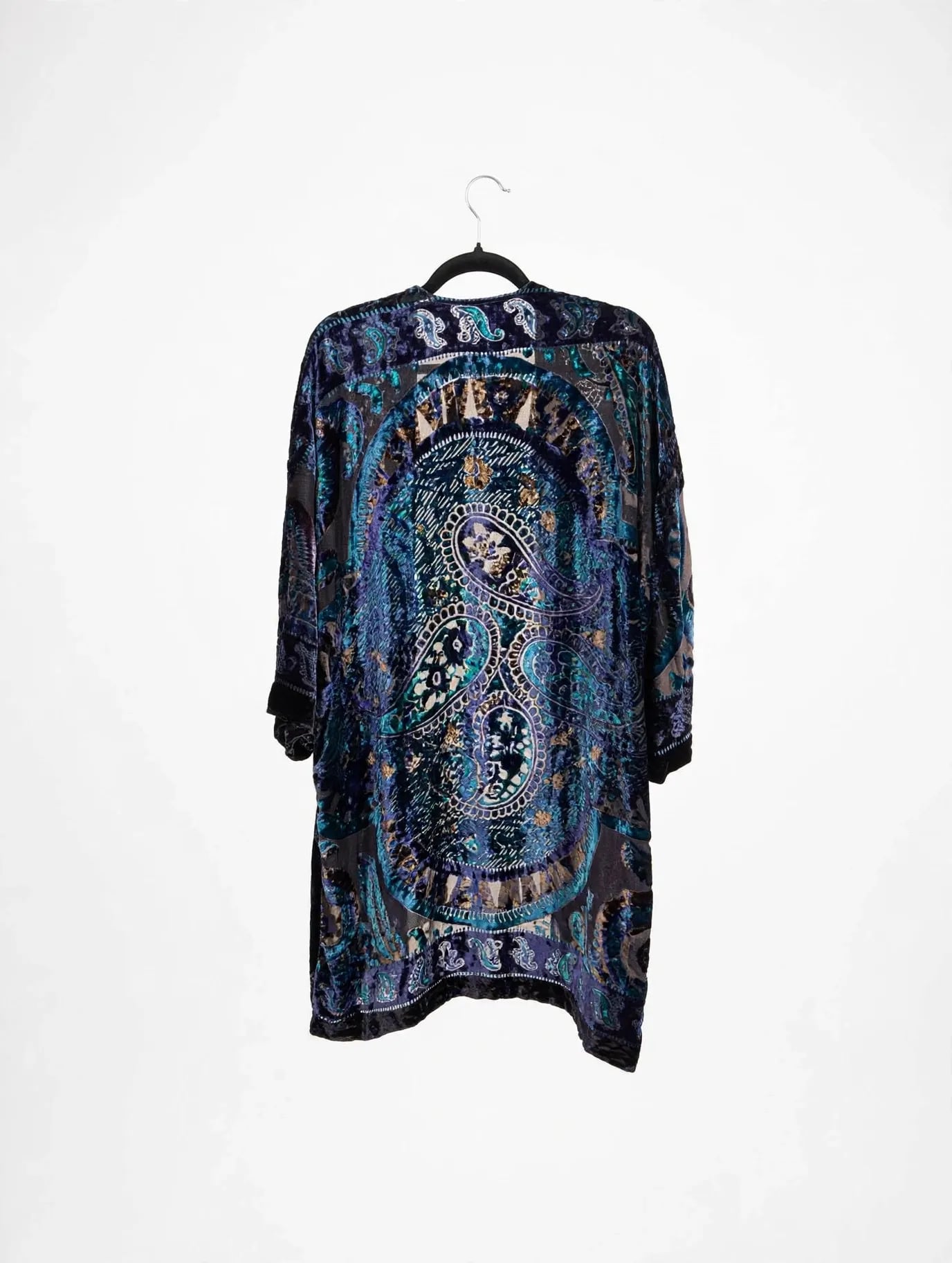 Chico's Velvet Burnout Paisley Kimono Duster Jacket 10